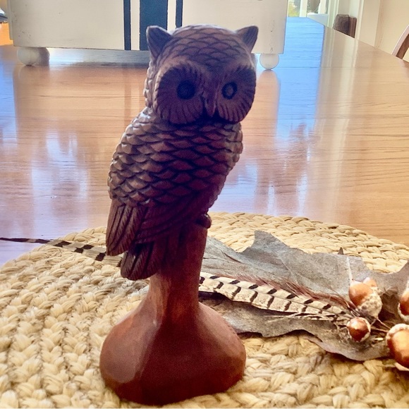 Artisan Signed Wooden Hand Carved Owl Vintage signed J Burris 85 - Picture 3 of 17